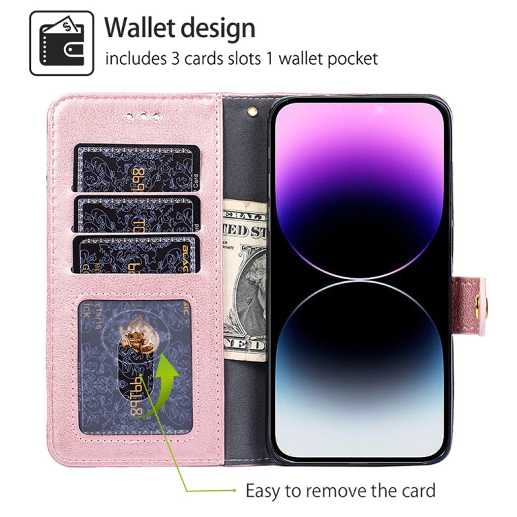 For Motorola Moto G Play 4G 2024 Zipper Bag Leather Phone Case(Rose Gold) by buy2fix