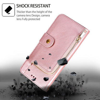 For Motorola Moto G Play 4G 2024 Zipper Bag Leather Phone Case(Rose Gold) by buy2fix