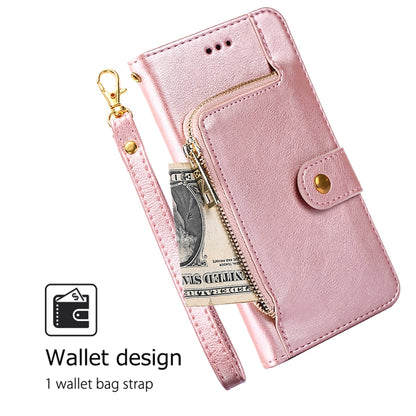 For Motorola Moto G Play 4G 2024 Zipper Bag Leather Phone Case(Rose Gold) by buy2fix