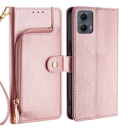 For Motorola Edge 5G 2024 Zipper Bag Leather Phone Case(Rose Gold) by buy2fix