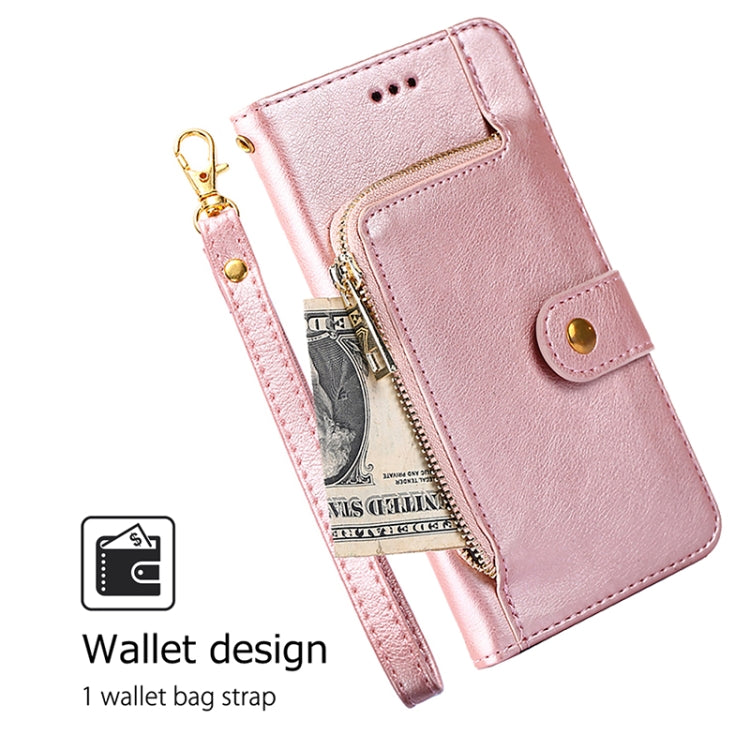For Motorola Edge 5G 2024 Zipper Bag Leather Phone Case(Rose Gold) by buy2fix