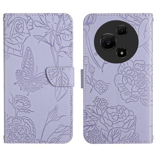 For TCL 60 SE / 605 HT03 Skin Feel Butterfly Embossed Flip Leather Phone Case(Purple)