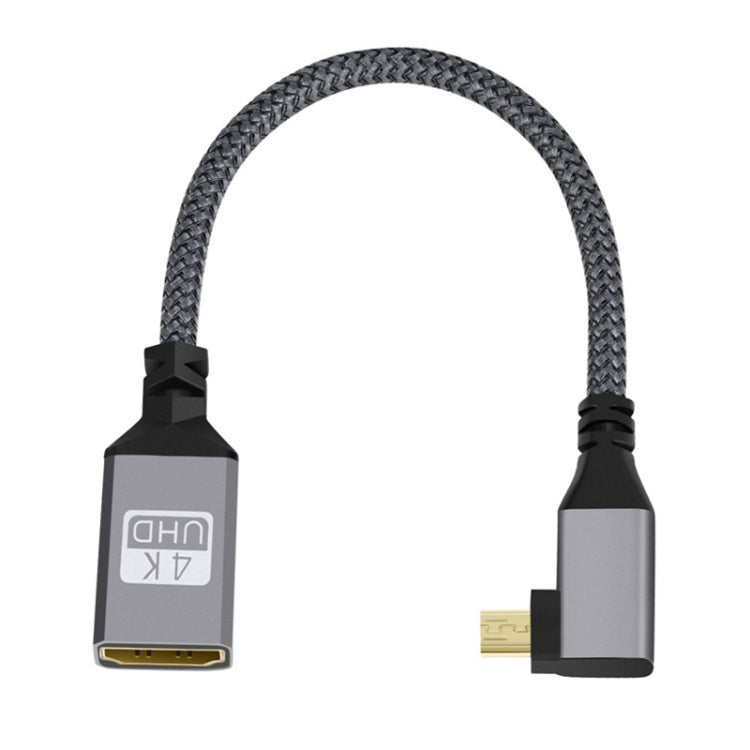 Micro HDMI Male Elbow to HDMI Female 4K UHD 18Gbps Connection Cable, Length:20cm(Grey) by buy2fix