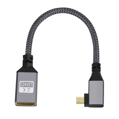 Micro HDMI Male Elbow to HDMI Female 4K UHD 18Gbps Connection Cable, Length:20cm(Grey) by buy2fix