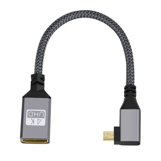 Micro HDMI Male Elbow to HDMI Female 4K UHD 18Gbps Connection Cable, Length:20cm(Grey) by buy2fix