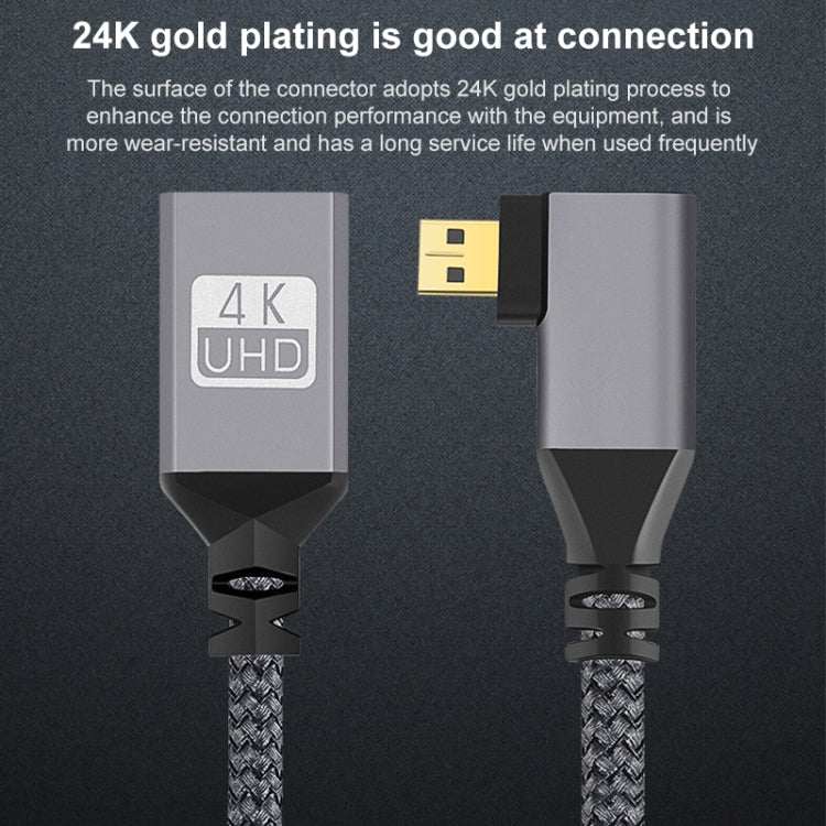 Micro HDMI Male Elbow to HDMI Female 4K UHD 18Gbps Connection Cable, Length:20cm(Grey) by buy2fix
