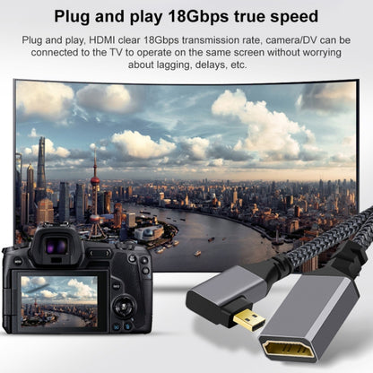 Micro HDMI Male Elbow to HDMI Female 4K UHD 18Gbps Connection Cable, Length:20cm(Grey) by buy2fix