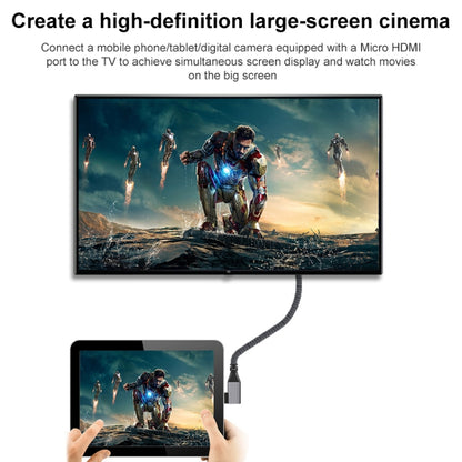 Micro HDMI Male Elbow to HDMI Female 4K UHD 18Gbps Connection Cable, Length:20cm(Grey) by buy2fix