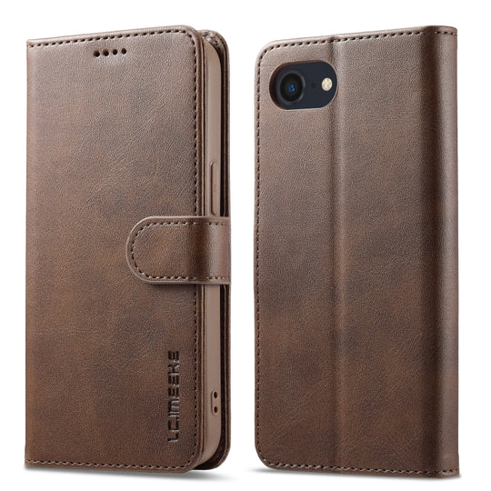 LC.IMEEKE Calf Texture Horizontal Flip Leather Case For iPhone 16e / 17e(Brown)