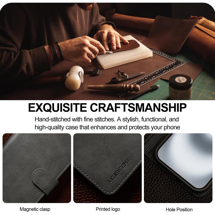 LC.IMEEKE Calf Texture Horizontal Flip Leather Case For iPhone 17(Grey) - iPhone 17 Cases by LC.IMEEKE | Online Shopping UK | buy2fix