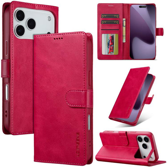 LC.IMEEKE Calf Texture Horizontal Flip Leather Case For iPhone 18 Pro / 17 Pro(Red)