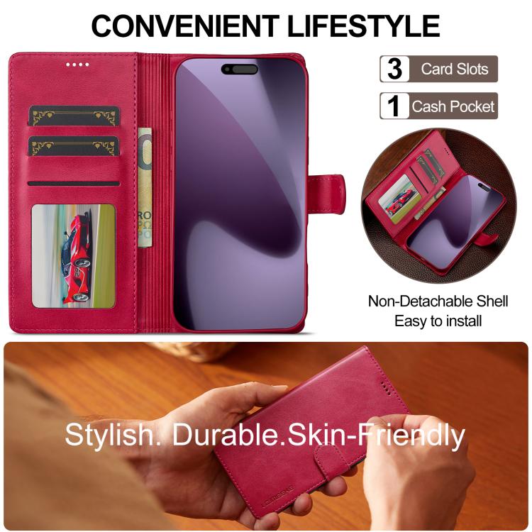 LC.IMEEKE Calf Texture Horizontal Flip Leather Case For iPhone 17 Pro(Red) - iPhone 17 Pro Cases by LC.IMEEKE | Online Shopping UK | buy2fix
