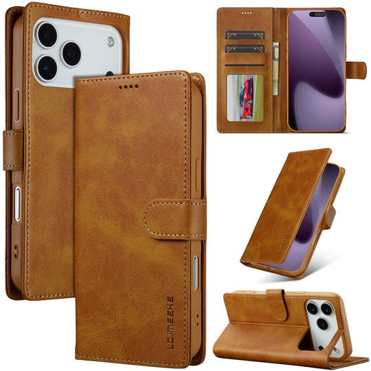 LC.IMEEKE Calf Texture Horizontal Flip Leather Case For iPhone 18 Pro Max / 17 Pro Max(Yellow)