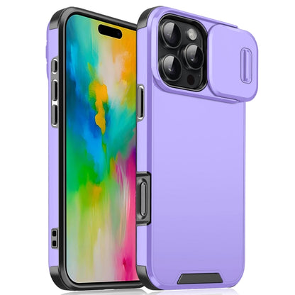 For iPhone 16 Pro Max Sliding Camshield TPU + PC Phone Case(Purple) by buy2fix