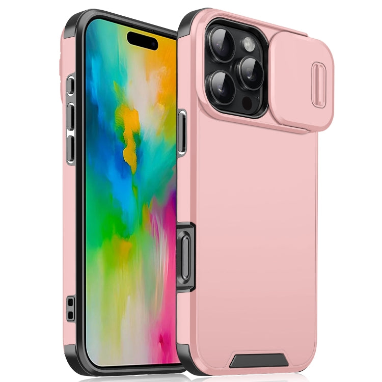 For iPhone 16 Pro Max Sliding Camshield TPU + PC Phone Case(Pink) by buy2fix