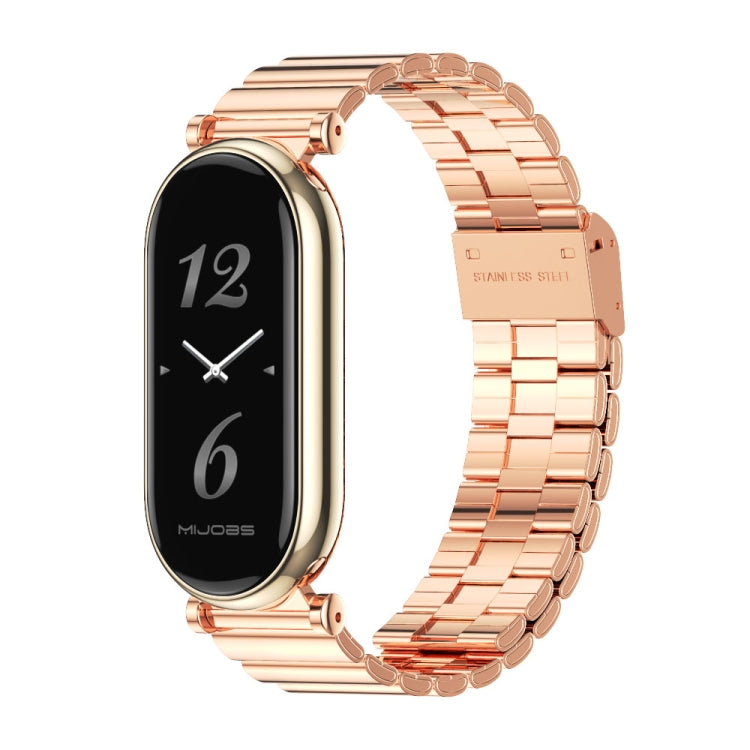 For Xiaomi Smart Band 10 / 9 / 8 Mijobs GT4 Bamboo Buckle Metal Watch Band(Rose Gold) - Watch Bands by MIJOBS | Online Shopping UK | buy2fix