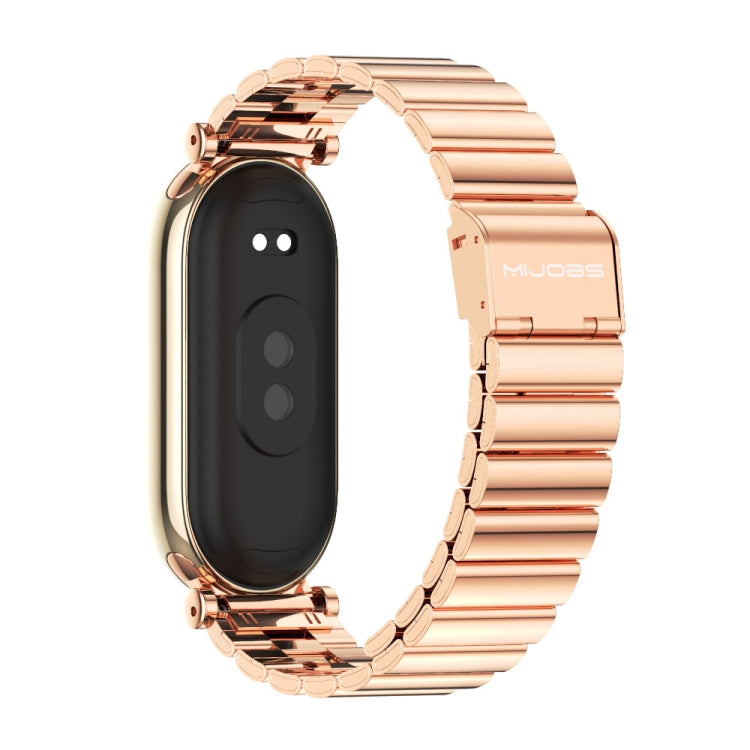 For Xiaomi Smart Band 10 / 9 / 8 Mijobs GT4 Bamboo Buckle Metal Watch Band(Rose Gold) - Watch Bands by MIJOBS | Online Shopping UK | buy2fix