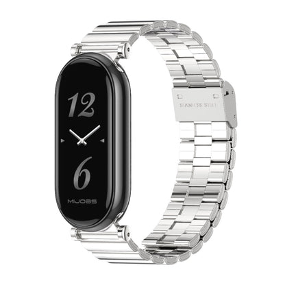 For Xiaomi Smart Band 10 / 9 / 8 Mijobs GT4 Bamboo Buckle Metal Watch Band(Silver) - Watch Bands by MIJOBS | Online Shopping UK | buy2fix