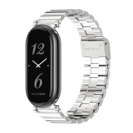 For Xiaomi Smart Band 10 / 9 / 8 Mijobs GT4 Bamboo Buckle Metal Watch Band(Silver) - Watch Bands by MIJOBS | Online Shopping UK | buy2fix