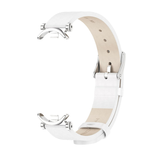 For Xiaomi Smart Band 10 / 9 / 8 Mijobs GT4 First Layer Cowhide Watch Band(White Silver) - Watch Bands by MIJOBS | Online Shopping UK | buy2fix