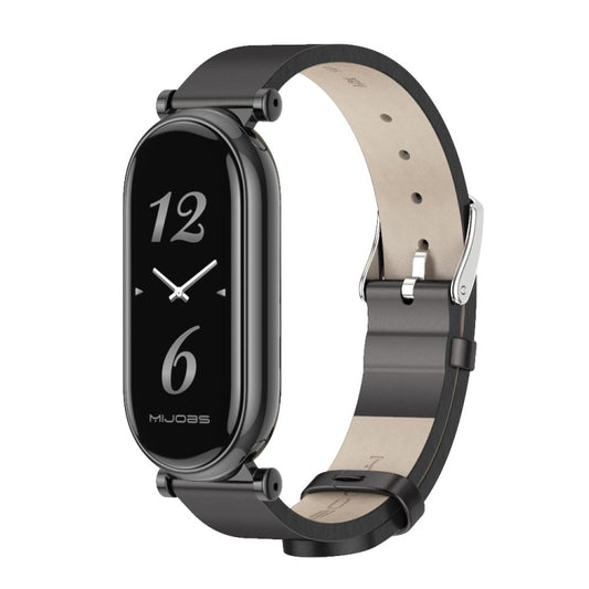 For Xiaomi Smart Band 10 / 9 / 8 Mijobs GT4 First Layer Cowhide Watch Band(Black) - Watch Bands by MIJOBS | Online Shopping UK | buy2fix