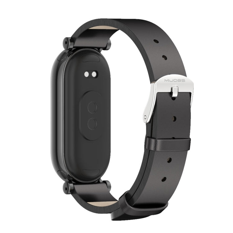 For Xiaomi Smart Band 10 / 9 / 8 Mijobs GT4 First Layer Cowhide Watch Band(Black) - Watch Bands by MIJOBS | Online Shopping UK | buy2fix