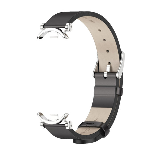 For Xiaomi Smart Band 10 / 9 / 8 Mijobs GT4 First Layer Cowhide Watch Band(Black Silver) - Watch Bands by MIJOBS | Online Shopping UK | buy2fix
