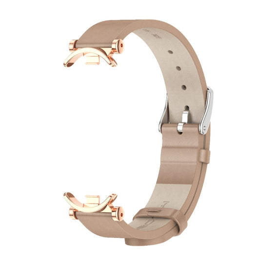 For Xiaomi Smart Band 10 / 9 / 8 Mijobs GT4 First Layer Cowhide Watch Band(Apricot Rose Gold) - Watch Bands by MIJOBS | Online Shopping UK | buy2fix