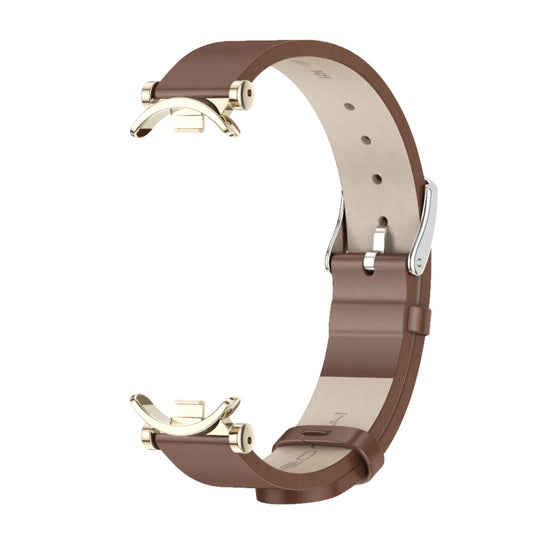 For Xiaomi Smart Band 10 / 9 / 8 Mijobs GT4 First Layer Cowhide Watch Band(Brown Light Gold) - Watch Bands by MIJOBS | Online Shopping UK | buy2fix