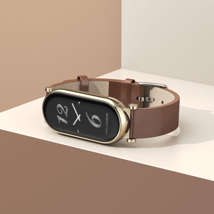 For Xiaomi Smart Band 10 / 9 / 8 Mijobs GT4 First Layer Cowhide Watch Band(Black) - Watch Bands by MIJOBS | Online Shopping UK | buy2fix