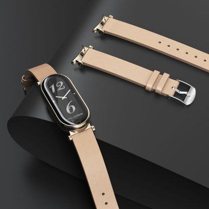For Xiaomi Smart Band 10 / 9 / 8 Mijobs GT4 First Layer Cowhide Watch Band(Brown Light Gold) - Watch Bands by MIJOBS | Online Shopping UK | buy2fix