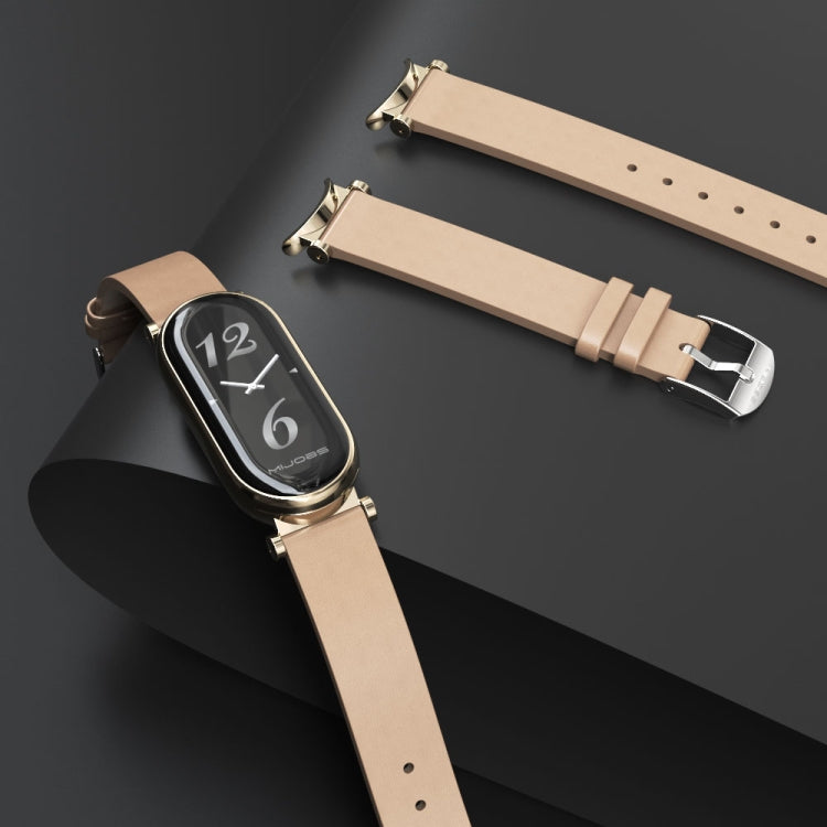 For Xiaomi Smart Band 10 / 9 / 8 Mijobs GT4 First Layer Cowhide Watch Band(Red Light Gold) - Watch Bands by MIJOBS | Online Shopping UK | buy2fix