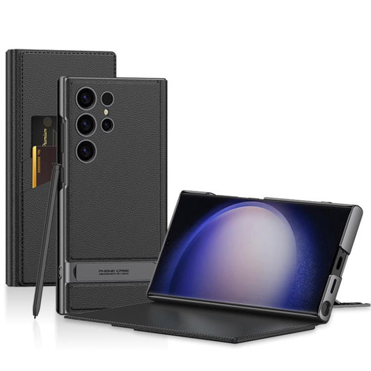 For Samsung Galaxy S25 Ultra 5G GKK Triumph Ultra-Thin Flip Leather Case without Pen(Black) -  by GKK | Online Shopping UK | buy2fix