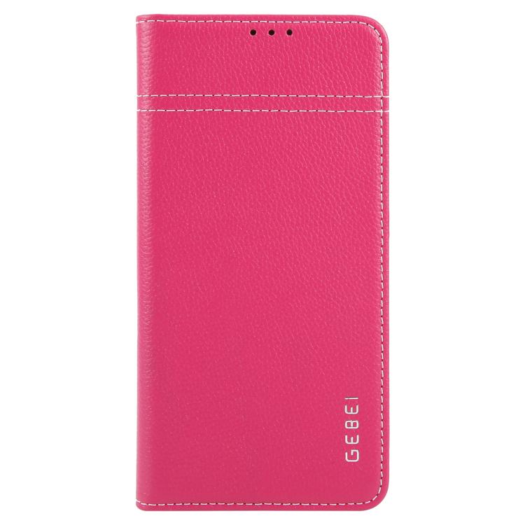 For Samsung Galaxy S25 Ultra 5G GEBEI Top-grain Horizontal Flip Leather Phone Case(Rose Red) - Galaxy S25 Ultra 5G Cases by GEBEI | Online Shopping UK | buy2fix