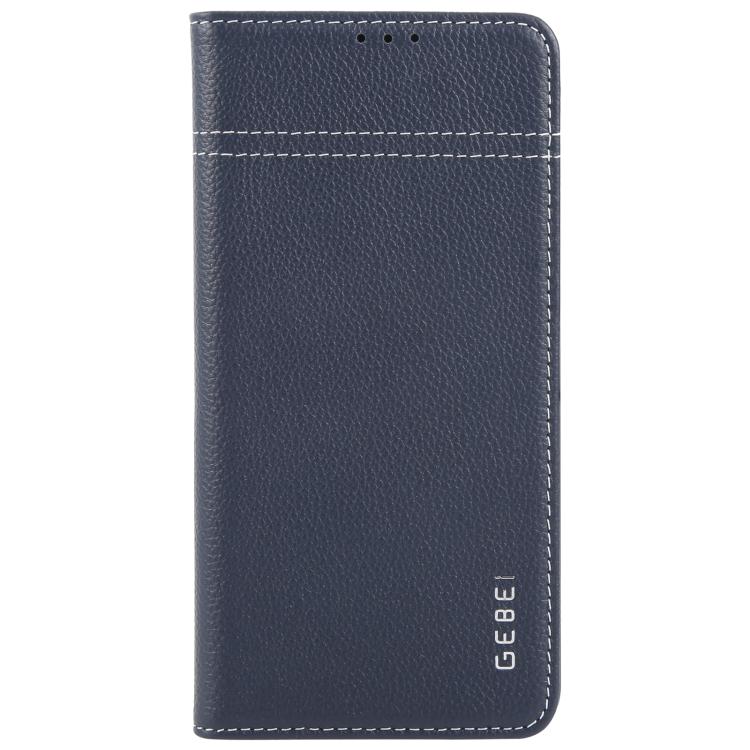 For Samsung Galaxy S25 Ultra 5G GEBEI Top-grain Horizontal Flip Leather Phone Case(Blue) - Galaxy S25 Ultra 5G Cases by GEBEI | Online Shopping UK | buy2fix