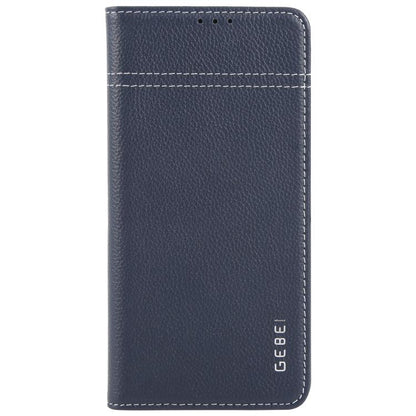 For Samsung Galaxy S25 Ultra 5G GEBEI Top-grain Horizontal Flip Leather Phone Case(Blue) - Galaxy S25 Ultra 5G Cases by GEBEI | Online Shopping UK | buy2fix