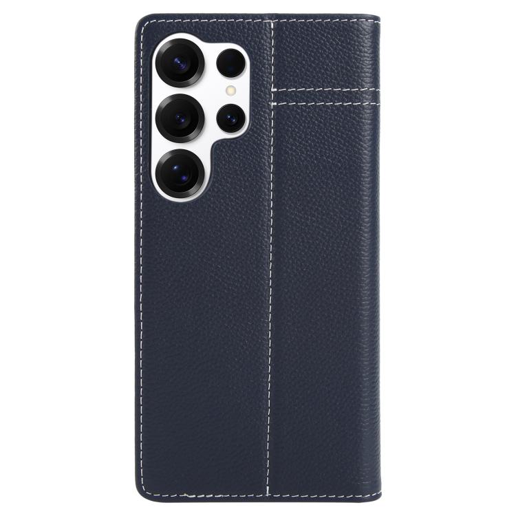 For Samsung Galaxy S25 Ultra 5G GEBEI Top-grain Horizontal Flip Leather Phone Case(Blue) - Galaxy S25 Ultra 5G Cases by GEBEI | Online Shopping UK | buy2fix