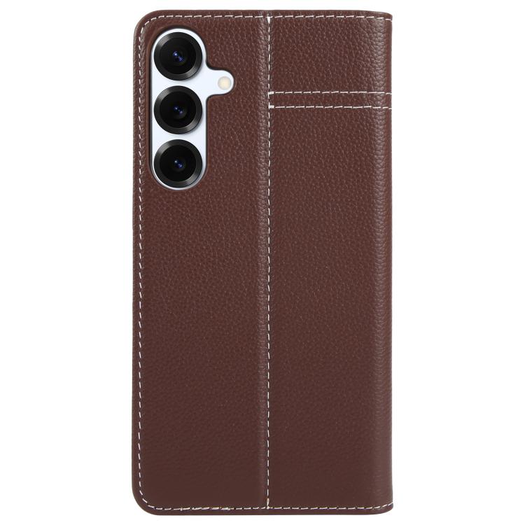 For Samsung Galaxy S25+ 5G GEBEI Top-grain Horizontal Flip Leather Phone Case(Brown) - Galaxy S25+ 5G Cases by GEBEI | Online Shopping UK | buy2fix