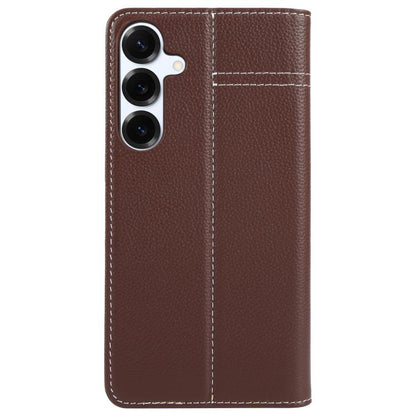 For Samsung Galaxy S25+ 5G GEBEI Top-grain Horizontal Flip Leather Phone Case(Brown) - Galaxy S25+ 5G Cases by GEBEI | Online Shopping UK | buy2fix