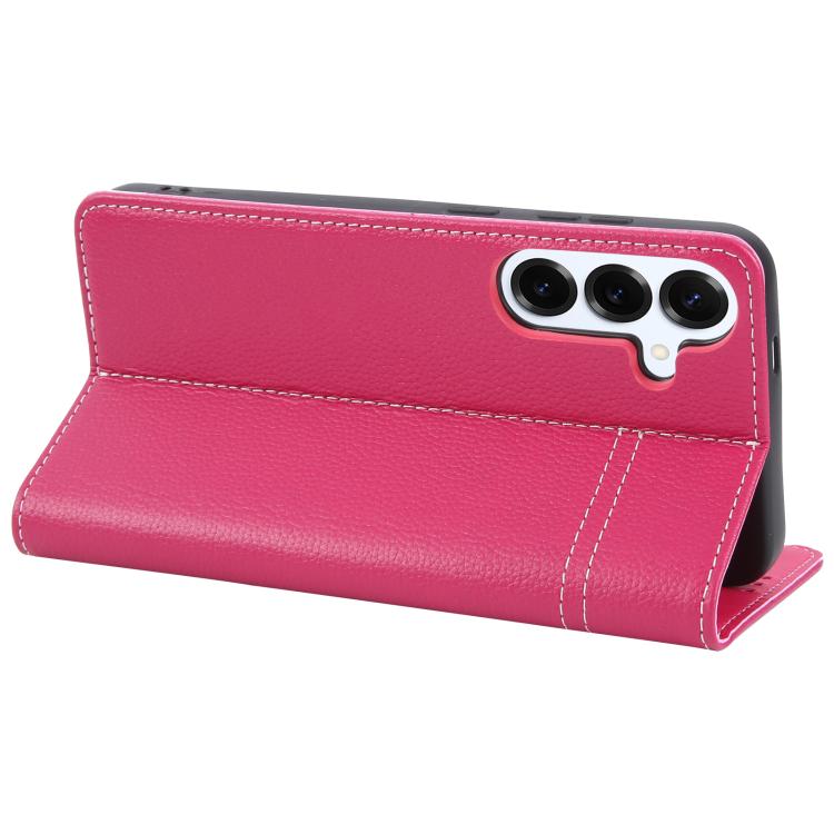 For Samsung Galaxy S25+ 5G GEBEI Top-grain Horizontal Flip Leather Phone Case(Rose Red) - Galaxy S25+ 5G Cases by GEBEI | Online Shopping UK | buy2fix
