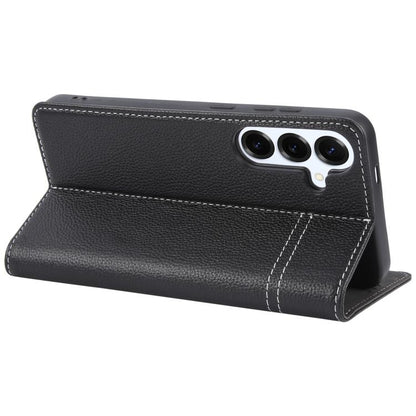 For Samsung Galaxy S25+ 5G GEBEI Top-grain Horizontal Flip Leather Phone Case(Black) - Galaxy S25+ 5G Cases by GEBEI | Online Shopping UK | buy2fix