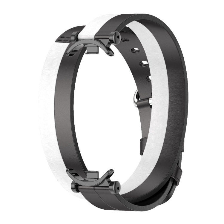 For Xiaomi Smart Band 10 / 9 / 8 Mijobs GT4 Dual-Loop Leather Watch Band(Black+White+Black) - Watch Bands by MIJOBS | Online Shopping UK | buy2fix