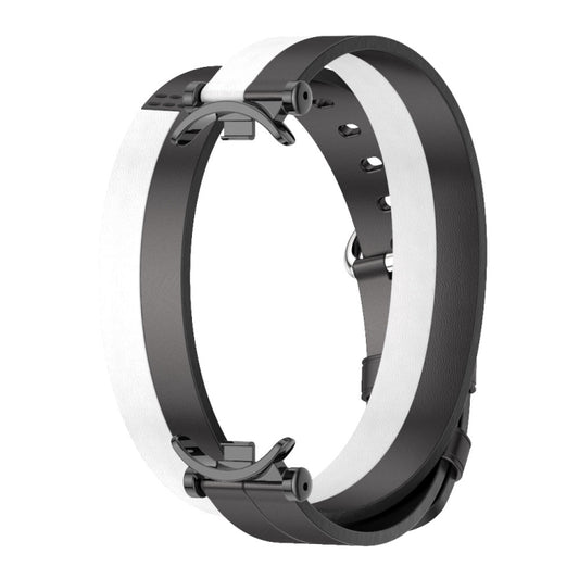 For Xiaomi Smart Band 10 / 9 / 8 Mijobs GT4 Dual-Loop Leather Watch Band(Black+White+Black) - Watch Bands by MIJOBS | Online Shopping UK | buy2fix