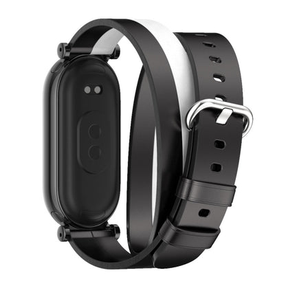 For Xiaomi Smart Band 10 / 9 / 8 Mijobs GT4 Dual-Loop Leather Watch Band(Black+White+Black) - Watch Bands by MIJOBS | Online Shopping UK | buy2fix