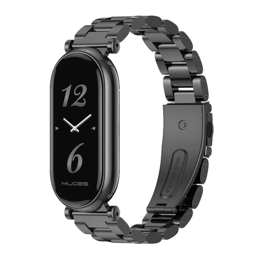 For Xiaomi Smart Band 10 / 9 / 8 Mijobs GT4 Three Beads Metal Watch Band(Black) - Watch Bands by MIJOBS | Online Shopping UK | buy2fix