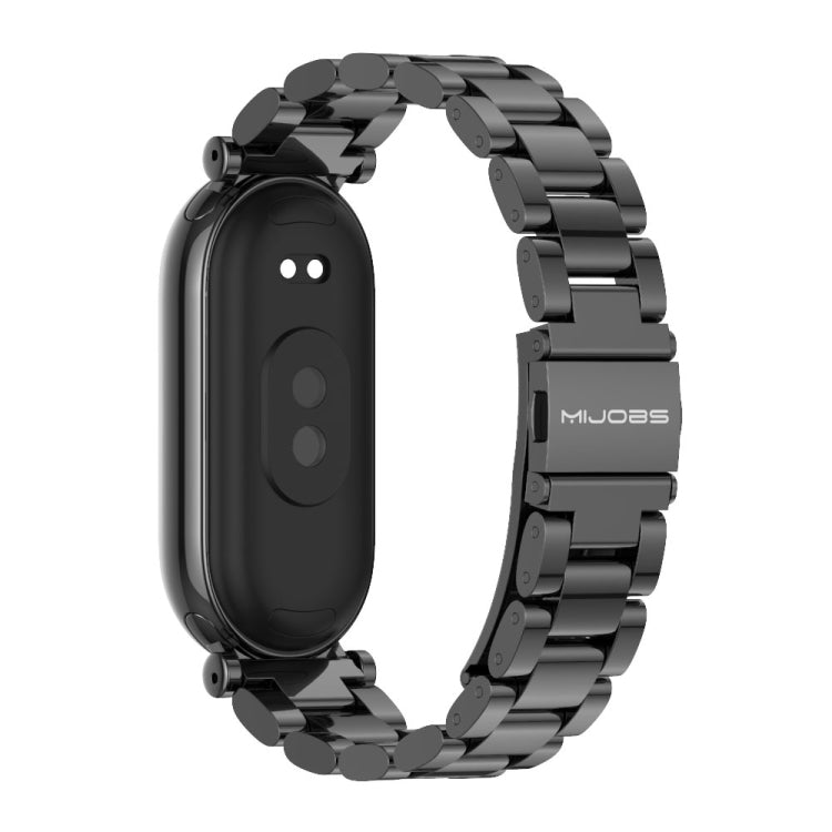 For Xiaomi Smart Band 10 / 9 / 8 Mijobs GT4 Three Beads Metal Watch Band(Black) - Watch Bands by MIJOBS | Online Shopping UK | buy2fix