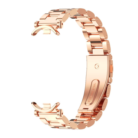 For Xiaomi Smart Band 10 / 9 / 8 Mijobs GT4 Three Beads Metal Watch Band(Rose Gold) - Watch Bands by MIJOBS | Online Shopping UK | buy2fix