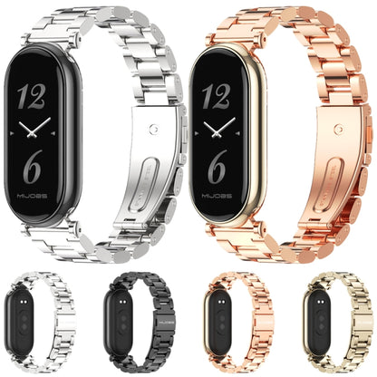For Xiaomi Smart Band 10 / 9 / 8 Mijobs GT4 Three Beads Metal Watch Band(Rose Gold) - Watch Bands by MIJOBS | Online Shopping UK | buy2fix