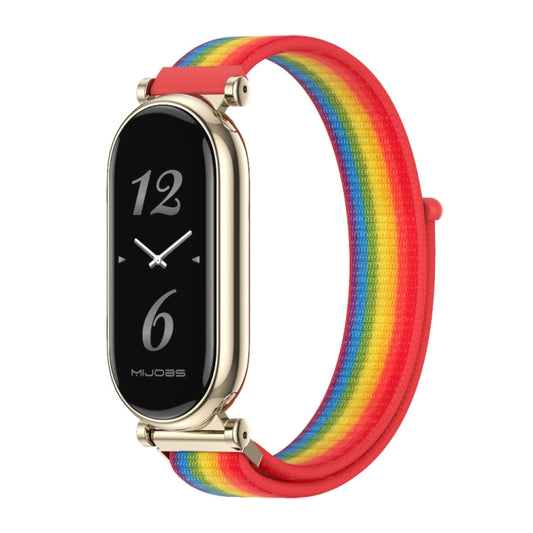 For Xiaomi Smart Band 10 / 9 / 8 Mijobs GT4 Breathable Nylon Loop Watch Band(Rainbow Light Gold) - Watch Bands by MIJOBS | Online Shopping UK | buy2fix