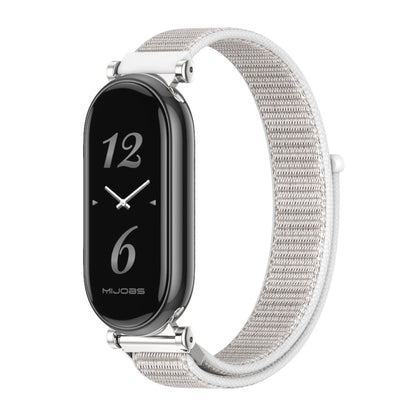 For Xiaomi Smart Band 10 / 9 / 8 Mijobs GT4 Breathable Nylon Loop Watch Band(Seashell Silver) - Watch Bands by MIJOBS | Online Shopping UK | buy2fix
